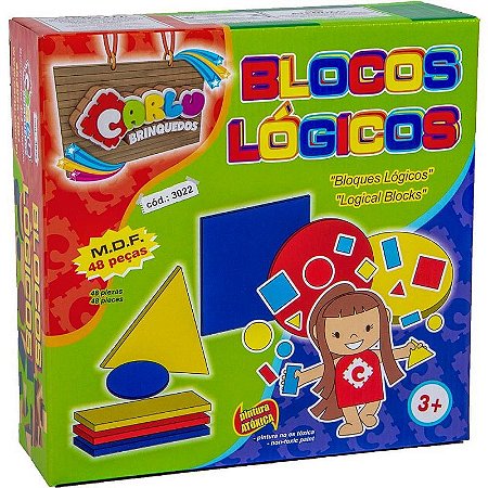 Brinquedo Pedagógico De Madeira Blocos Lógicos 48 Peças