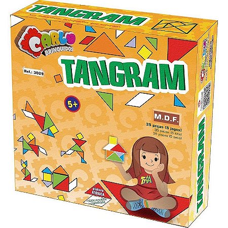 Brinquedo Pedagógico Tangram De Madeira 35 Peças