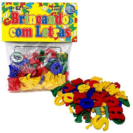 Brinquedo Pedagógico Brincando Com Letras 62 Peça