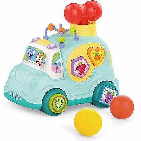 Brinquedo Para Bebê Carrinho Azul Com Som E Luz
