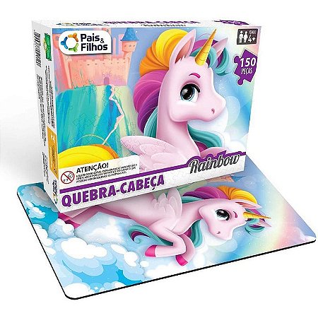 Quebra-cabeça Cartonado Unicórnio Rainbow 150 Peças