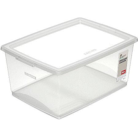Caixa Plástica Multiuso Cristal 30l Com Tampa E Trava – 37,8x53x23,5cm