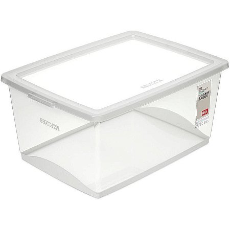 Caixa Plástica Multiuso Cristal 60l Com Trava - 63x41x30,5cm