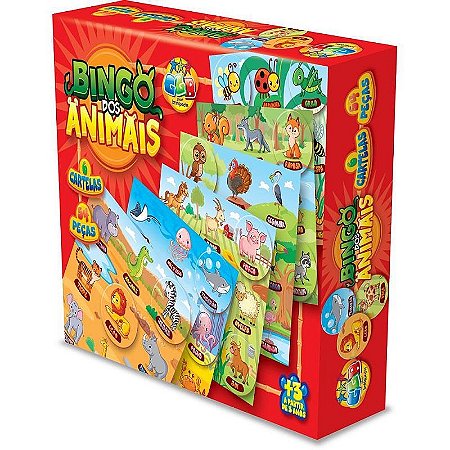 Jogo De Bingo Bingo Dos Animais 54 Peças Com 6 Cartelas