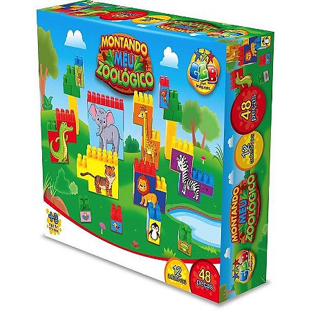 Brinquedo Para Montar Montando Meu Zoológico 48 Peças