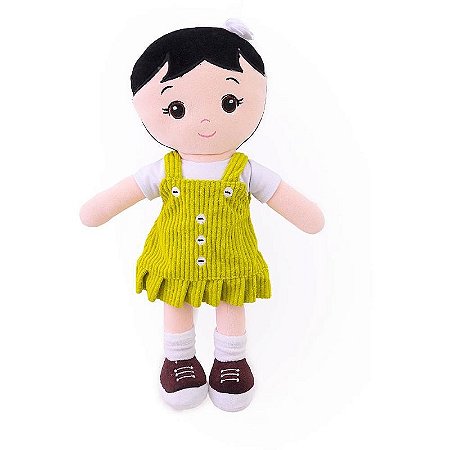 Boneca De Pelúcia Gisele Com Vestido Verde 35cm Bordada