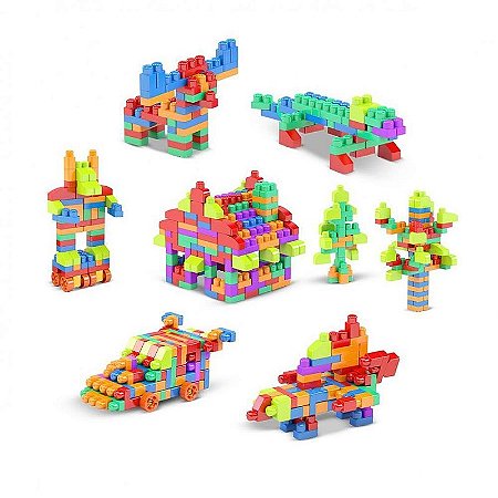 Brinquedo Para Montar Sacola Construção Click 440 Peças