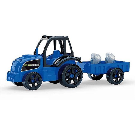 Miniatura Trator Carreta Agro Works Ii 33x12x13cm - Cores Sortidas