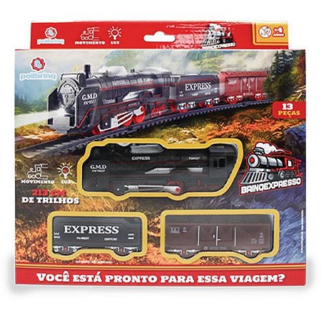 Locomotiva Brinexpresso 213cm Trilho 13 Peças - Diversão Sem Limites