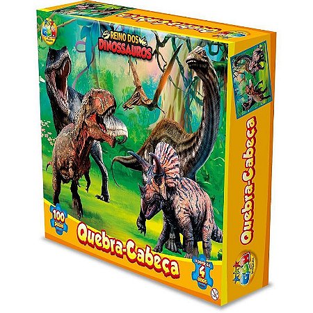 Quebra-cabeça Cartonado Dinossauros 100 Peças