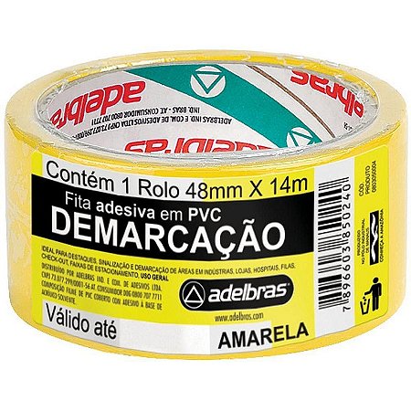 Fita Para Demarcação De Solo Pvc Amarela 48mm X 14m