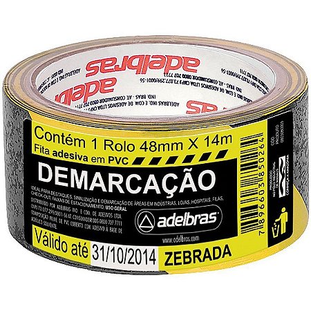 Fita Para Demarcação De Solo Pvc Amarela/preta 48mm X 14m