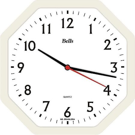 Relógio De Parede Oitavado Branco 22cm