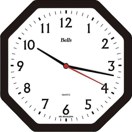 Relógio De Parede Oitavado Preto 22cm