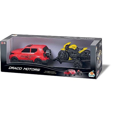 Carrinho Jeep Draco Com Moto Cores Sortidos