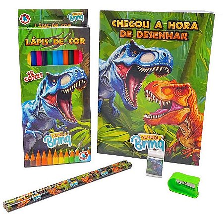 Kit Escolar Dino/gamer Para Colorir Sortido Completo