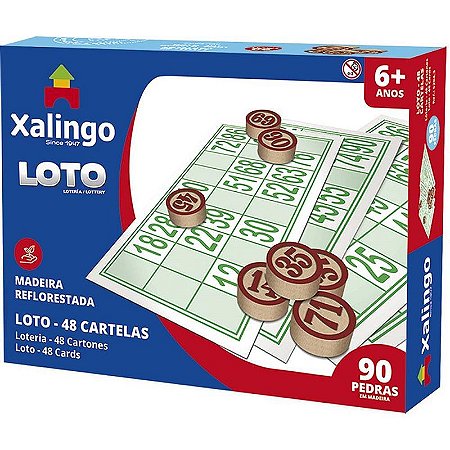 Jogo De Bingo Loto Com 48 Cartelas E Pedras De Madeira