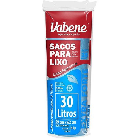 Saco Para Lixo 30l Azul 59x62cm 35 Micras Rolo Com 25 Unidades