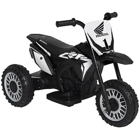 Moto Elétrica Honda Crf 6v Preta Com Buzina E Pedal De Aceleração