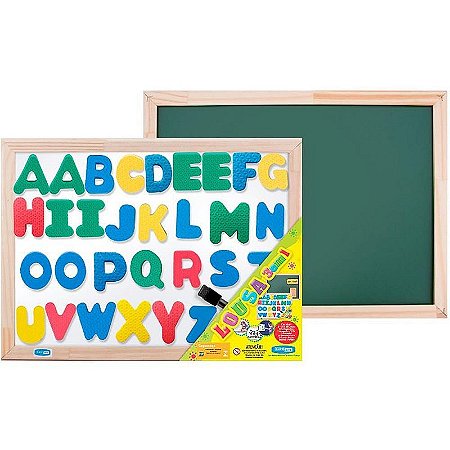 Lousa Infantil 3x1 Abc 5cm 40x30cm Magnética Verde
