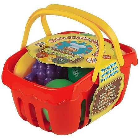 Brincando De Casinha - Cesta De Frutas Com 10 Peças