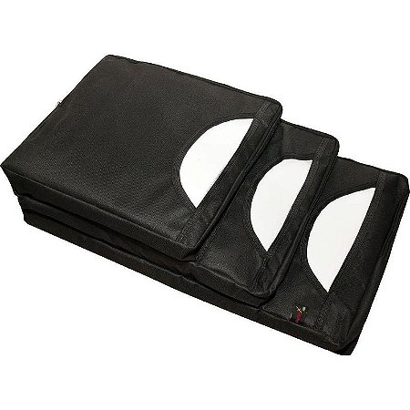 Porta Sacola Para Balcão Com 3 Bolsos Em Nylon Preto 30x14,5x57cm