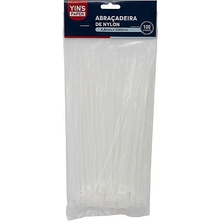 Abraçadeira De Nylon Branca 4,8x200mm Pacote Com 100