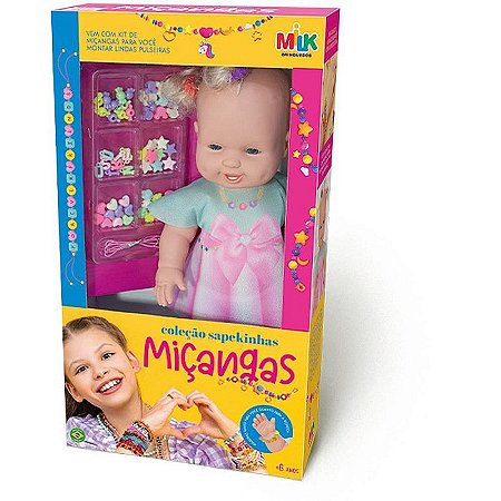 Boneca Sapekinha 35cm Com Kit De Miçangas Para Pulseiras