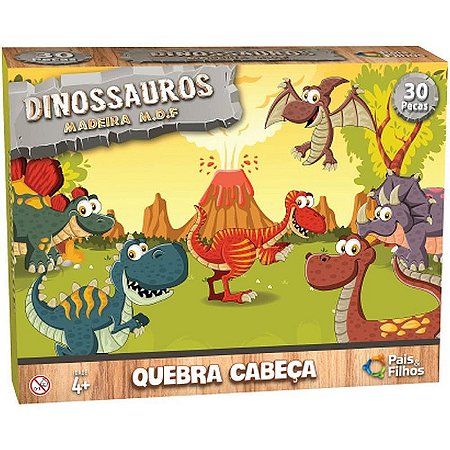 Quebra-cabeça De Madeira Dinossauro 30 Peças
