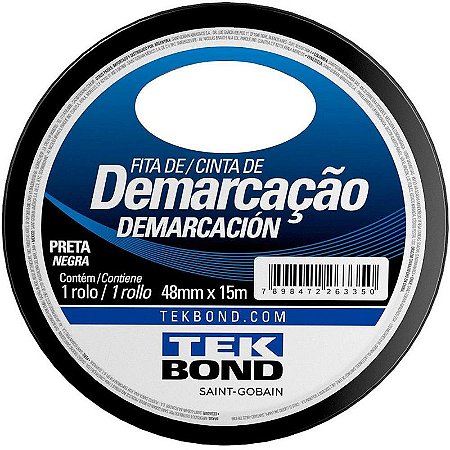 Fita Para Demarcação De Solo Pvc Preta 48mmx15m