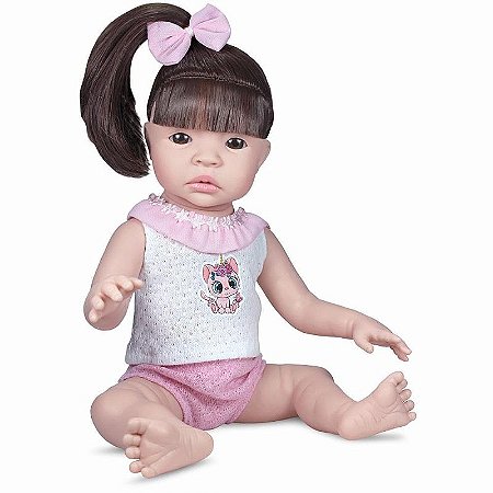 Boneca Realista Small Cabelos Castanhos 37,5cm