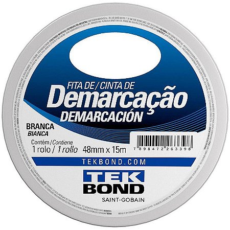 Fita Para Demarcação De Solo Pvc Branco 48mm X 15m