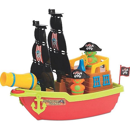 Brinquedo Educativo Barco Aventura Pirata 43cm