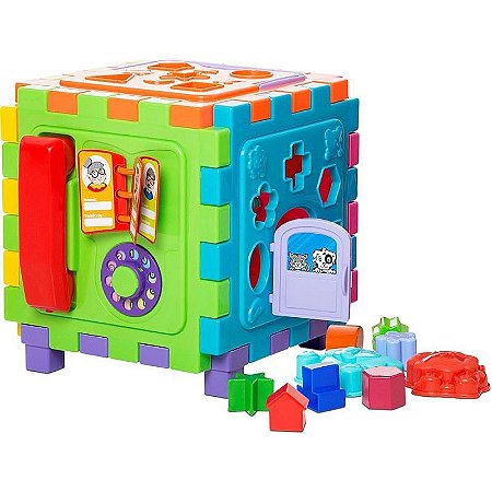 Brinquedo Educativo Cubo Didático Grande 2 Em 1