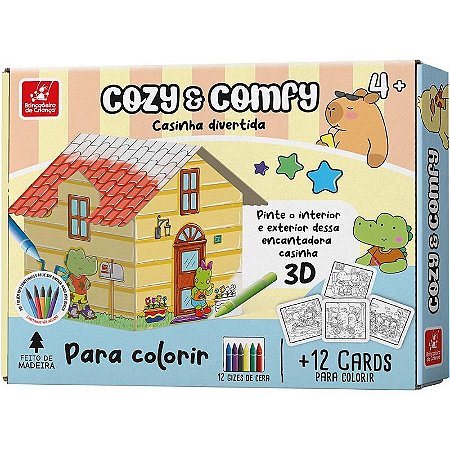 Brinquedo Para Colorir Casinha Comfy E Cozy 3d Com Cards E Gizes De Cera