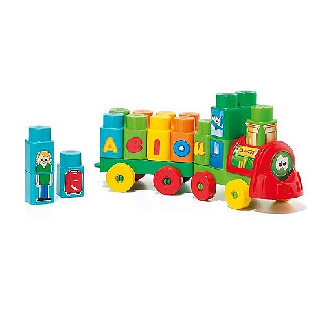Brinquedo Educativo Trenzinho Baby Land Com 28 Blocos