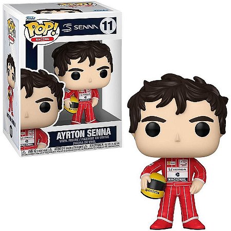 Boneco Funko Pop Ayrton Senna Racing Mclaren Uniforme Vermelho 10cm