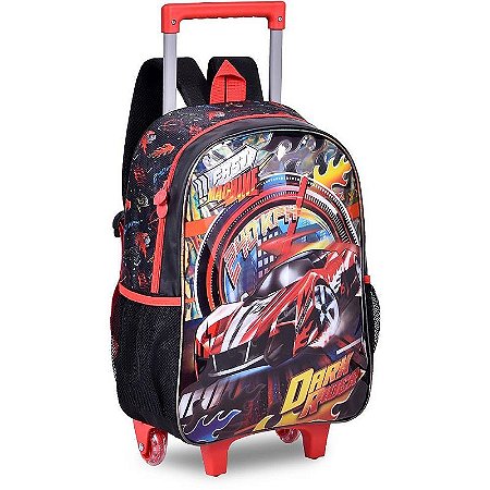 Mochila Infantil Com Rodinha Fast Machine G Com Estojo E Lancheira – Kit Completo