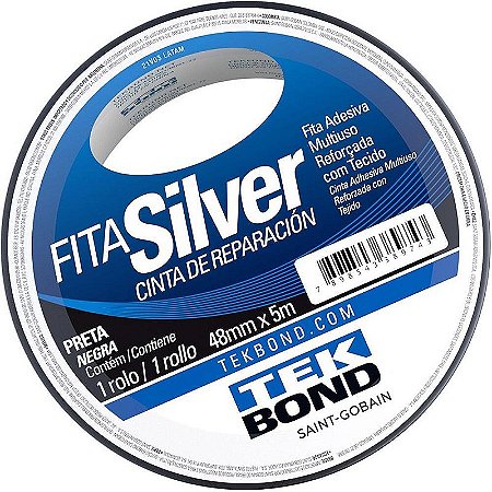 Fita De Alta Resistência Silver Preta 48mmx5m