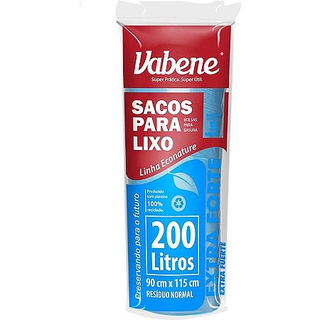 Saco Para Lixo 200l Azul 90x115cm 50 Micras Rolo Com 5