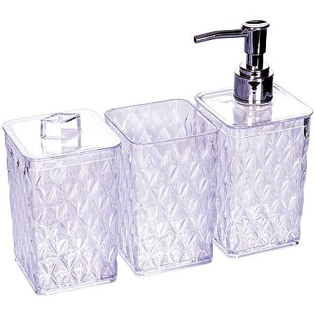 Utensílios Para Banheiro Kit Banho Glamour 3pcs Cristal