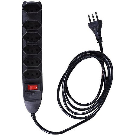 Filtro De Linha 6 Tomadas Bivolt Preto