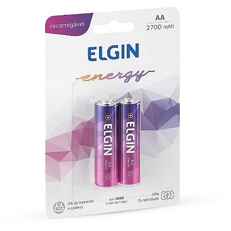 Pilha Recarregável Pequena Aa 2700mah 1.2v Blister Com 02