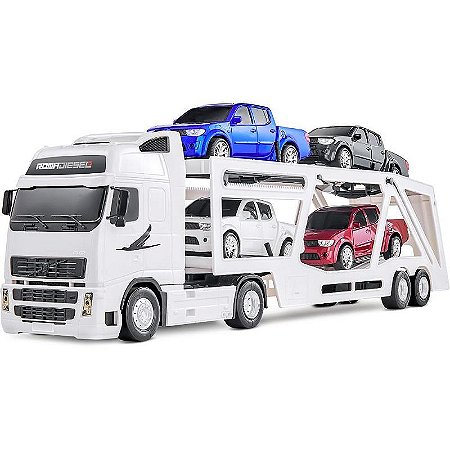 Caminhão Roma Diesel Rx Cegonheira 80cm Com 4 Pick-ups