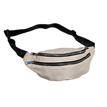 Pochete Bolsa Academia Cintura 2 Compartimentos Cor:branco