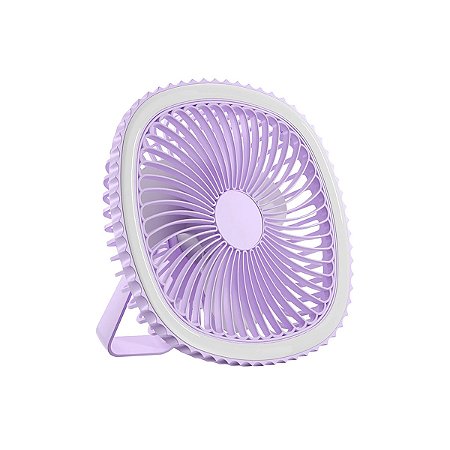 Mini Ventilador Mesa Luz Ring Light Usb Portátil Cor:lilás