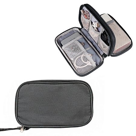 Bolsa Organizadora Cabos Fios Eletrônicos Estojo Cor:preto