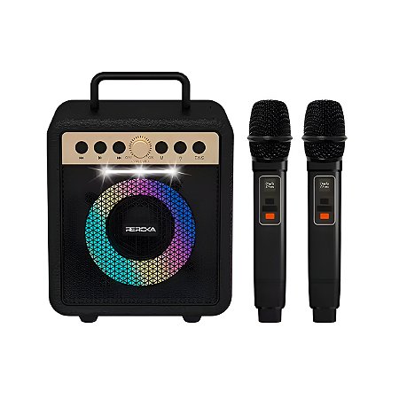 Caixa De Som Bluetooth 2 Microfones Karaokê Modelo:preto