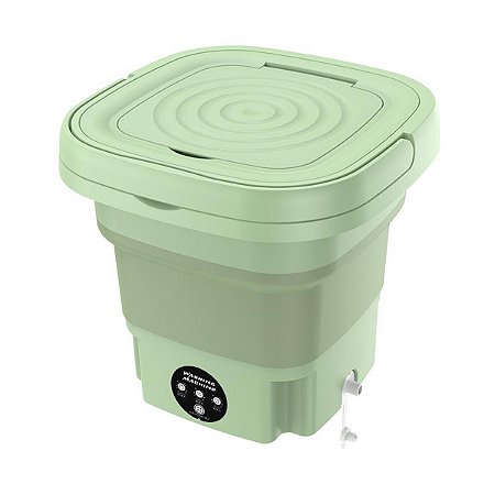 Mini Maquina De Lavar Roupas Dobrável  6,5 Litros Cor:verde