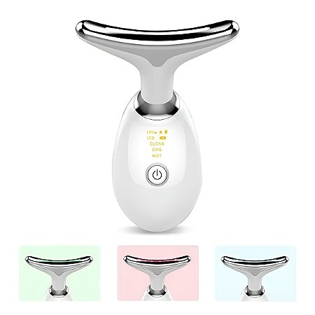 Massageador Facial Elétrico Usb - Pescoço E Face - Branco